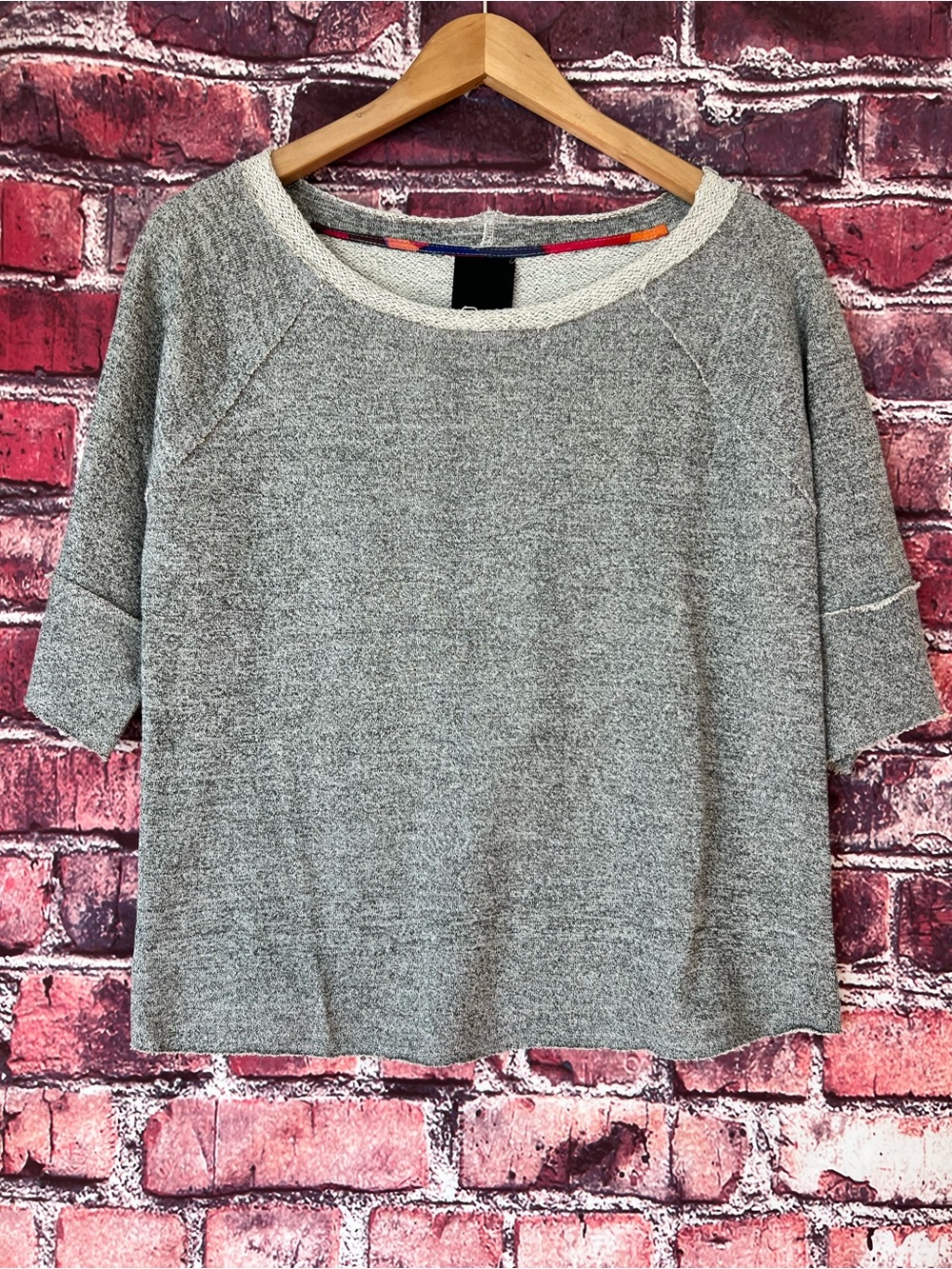 Anthropologie NWT Heather Gray Short Sleeve Crewneck Sweater XS